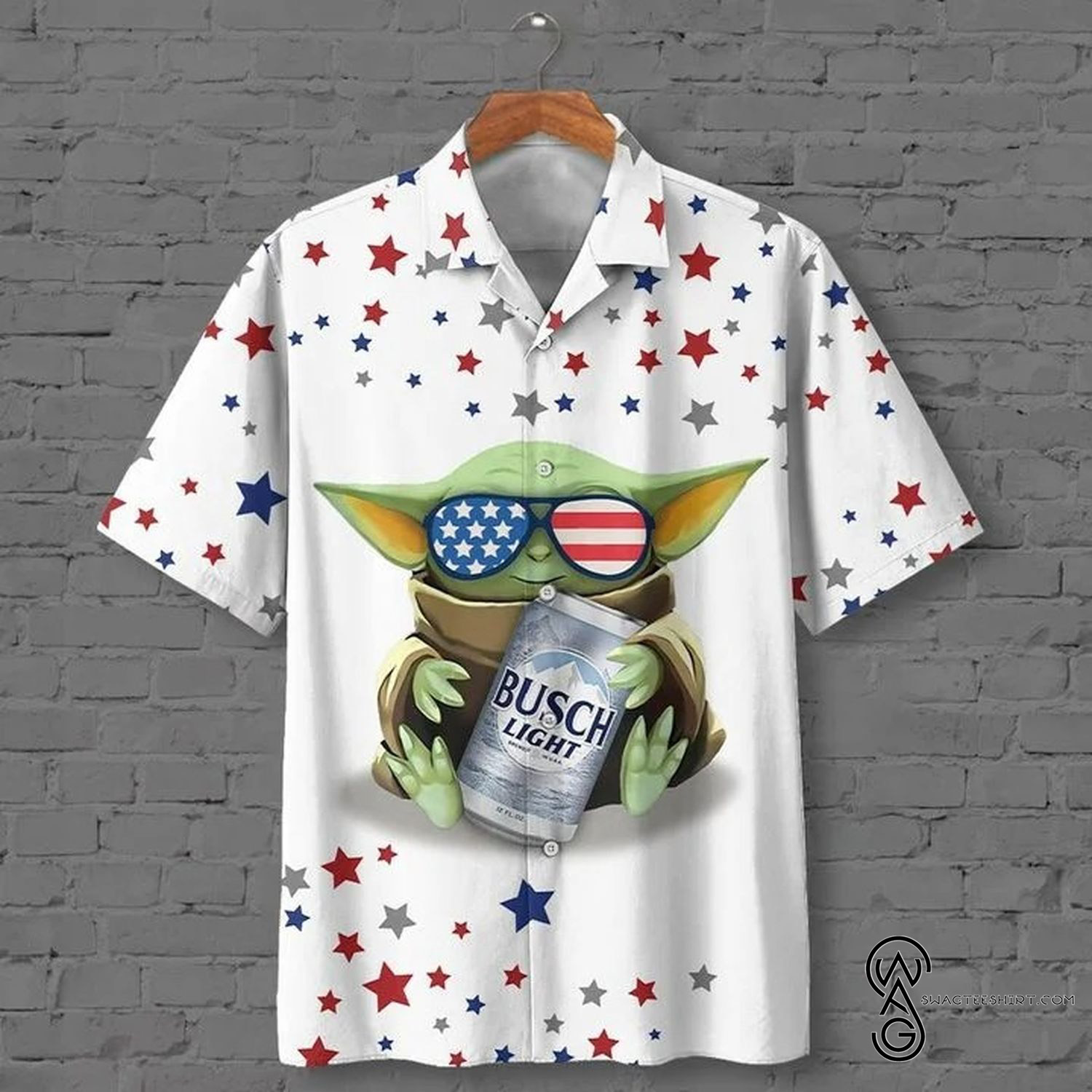 [Top Trending] Baby Yoda Busch Light Beer Busch Latte Drinking Beer Lover Beach Summer Full Printing Hawaiian Shirt